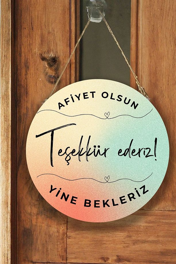 Cafe, Restoran, Büfe Kapı Duvar Pano Tek Taraflı Karşılama Tabelası, Teşekkür Ederiz Dükkan Tablosu - 3