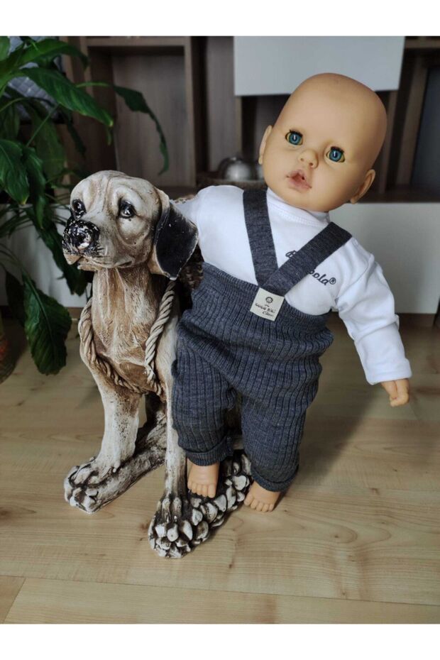 Askılı Fitilli Triko Tayt - 3