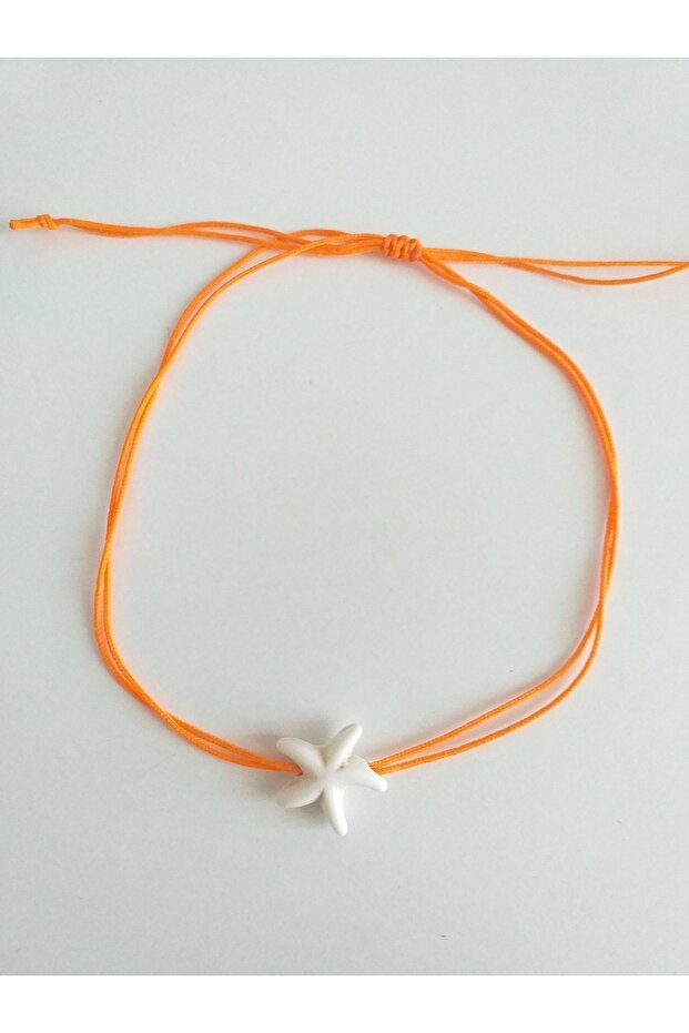 Orange Stringed Starfish Anklet - 1