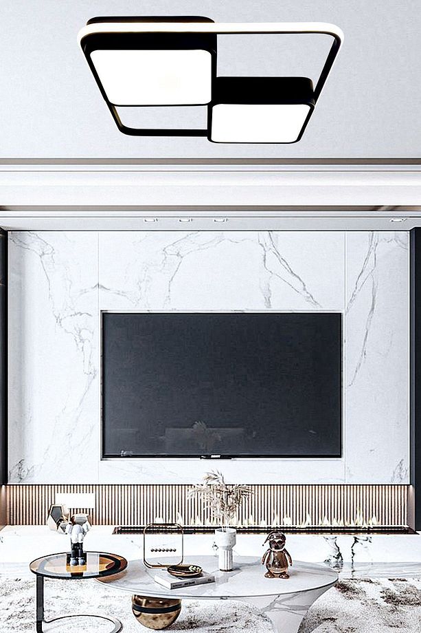 Kare Model Led Avize, 3 Renk Aydınlatmalı Kumandalı Dimmerli Modern Tavan Avizesi,salon,ofis Avizesi - 3