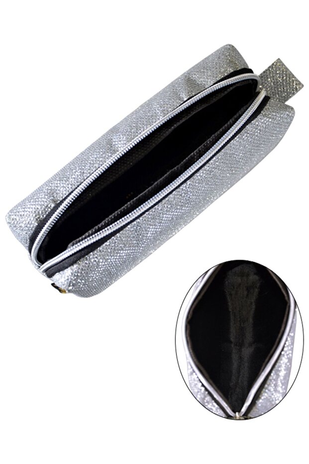 Makeup Bag Silvery Silver - 2