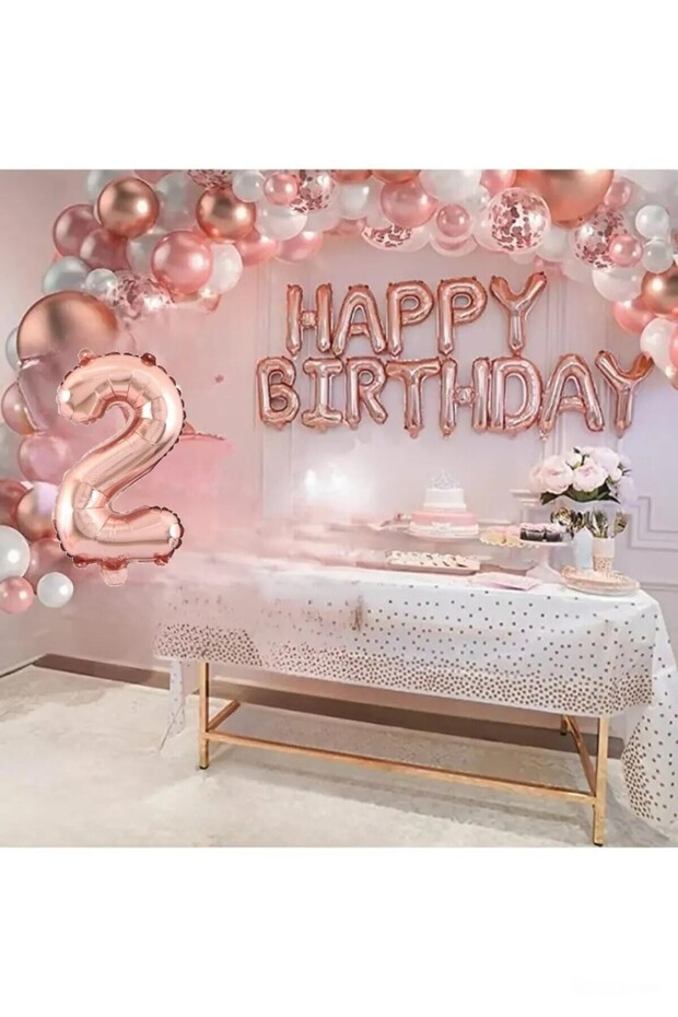 2nd Birthday RoseGold Birthday Party Decoration Set Ornament