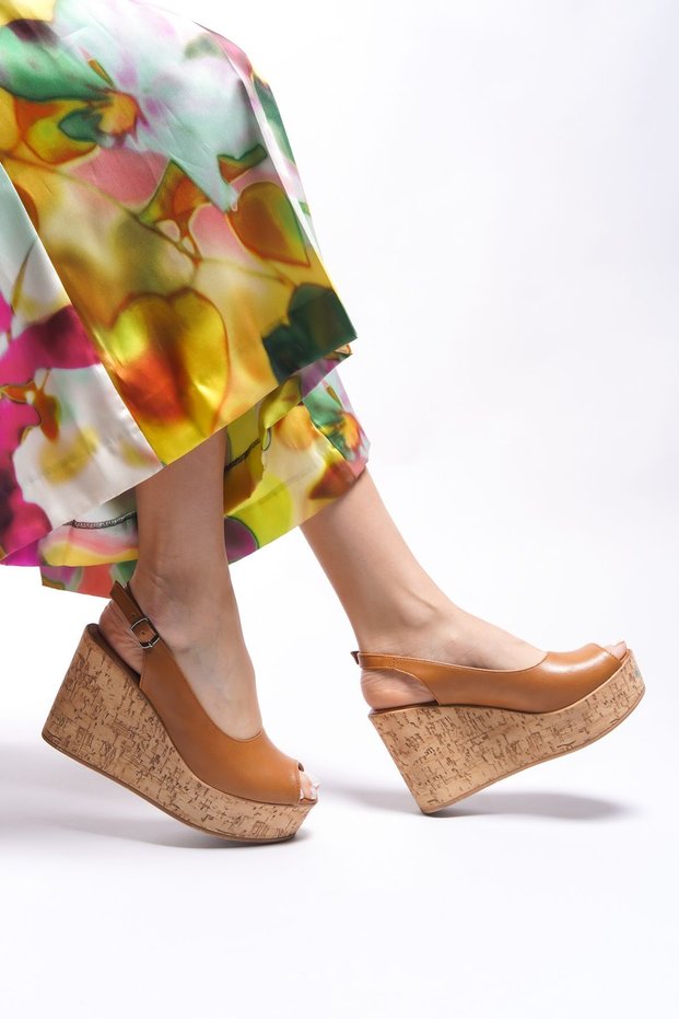 Bhontodir Women's Heeled Sandals0012635 Tan