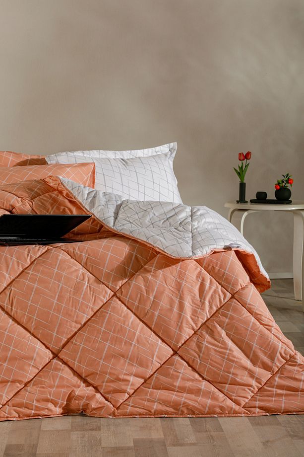 Easy Cotton Glimmer Comforter Set Tek Kişilik - Somon - 6