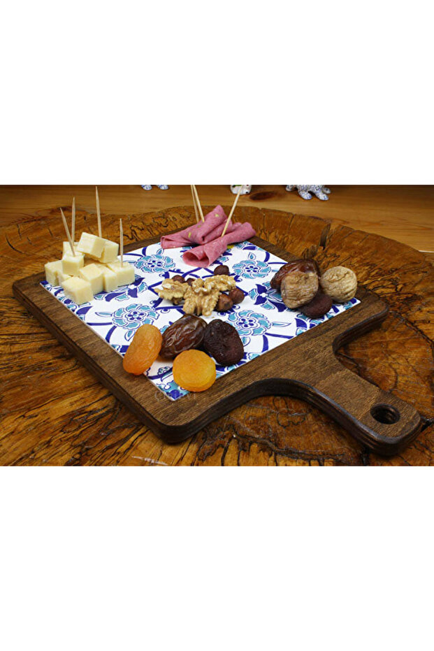 Wooden Flower Patterned Presentation Tray - 1