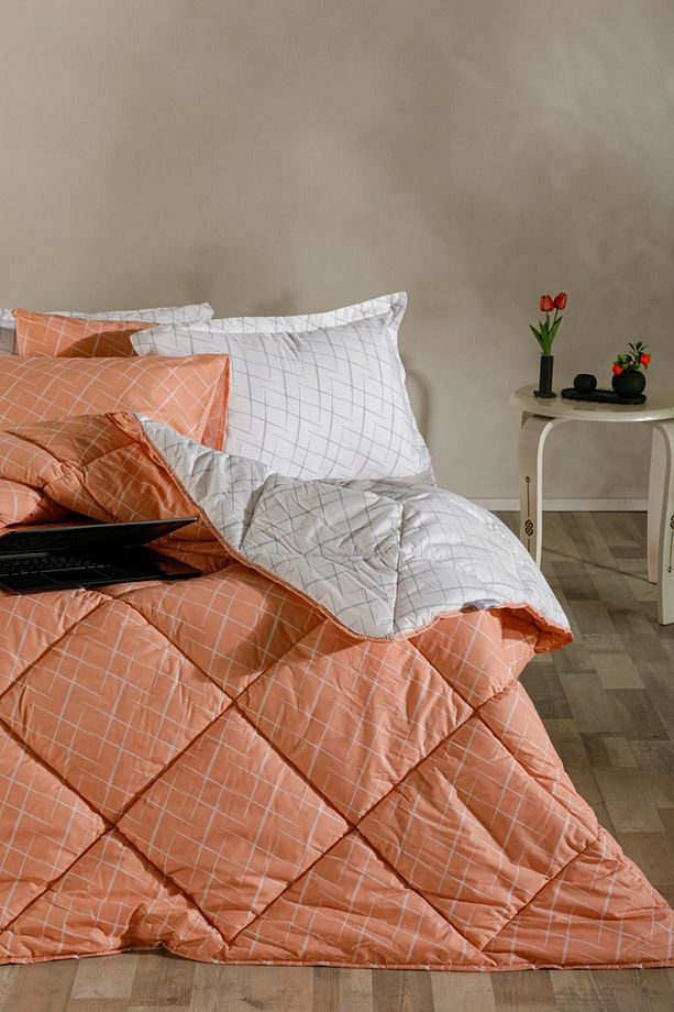 Easy Cotton Glimmer Comforter Set Tek Kişilik - Somon - 1