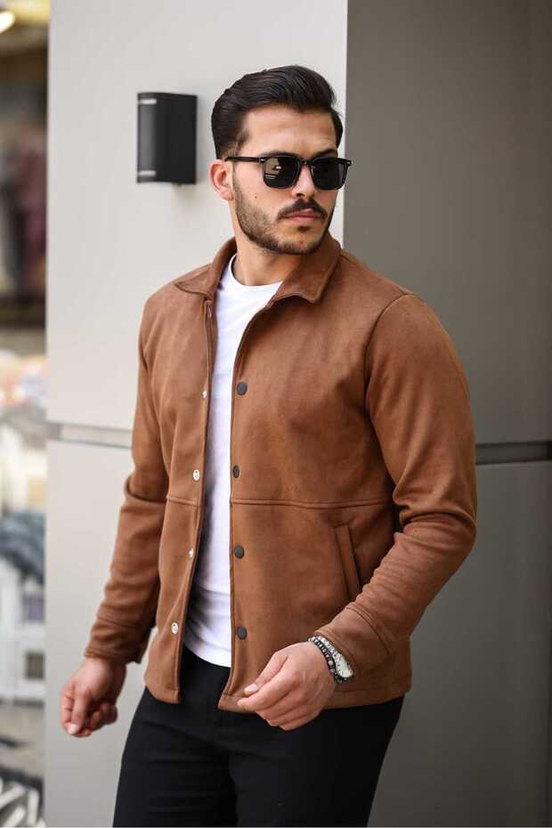 سترة رجالية أنيقة من جلد الغزال - 1