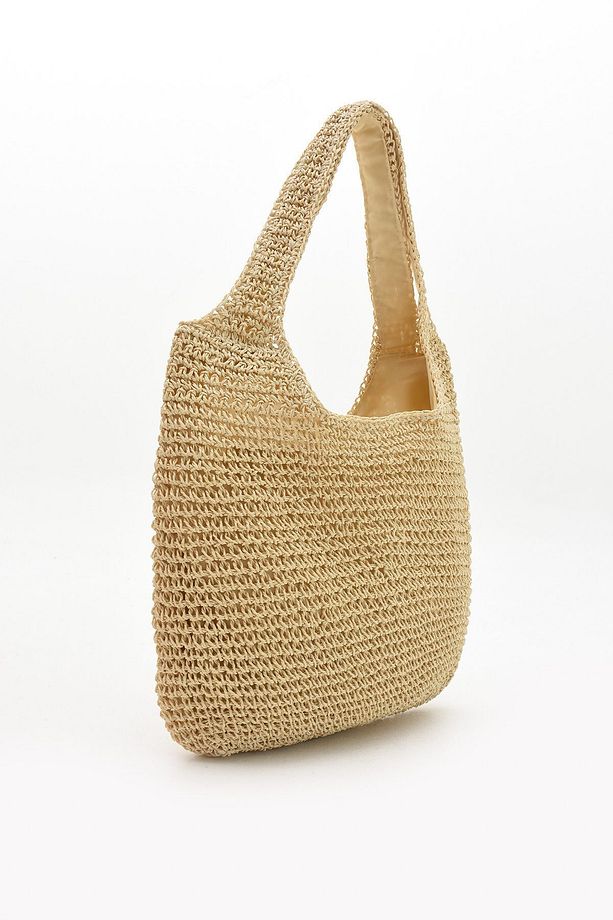 Seyyah Bej Hasır Shopper Çanta - 2
