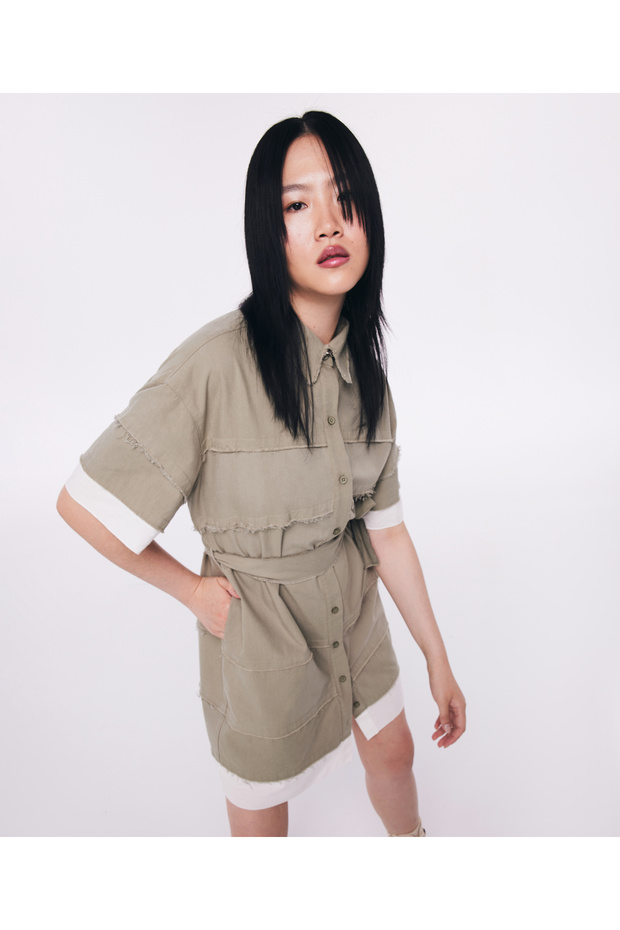 Khaki Woven Dress