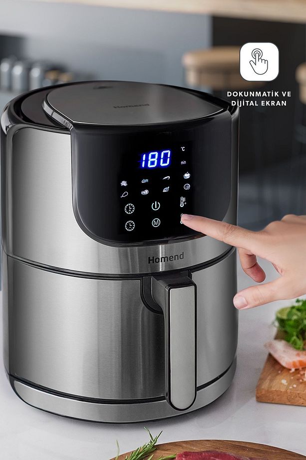 Airfryday 2502H 8 Farklı Program, 5 Litre Dokunmatik Ekranlı Fritöz Inox - 2