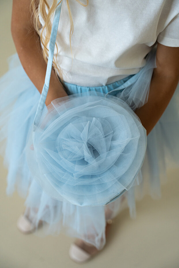 Blue - Rose Detailed Bag