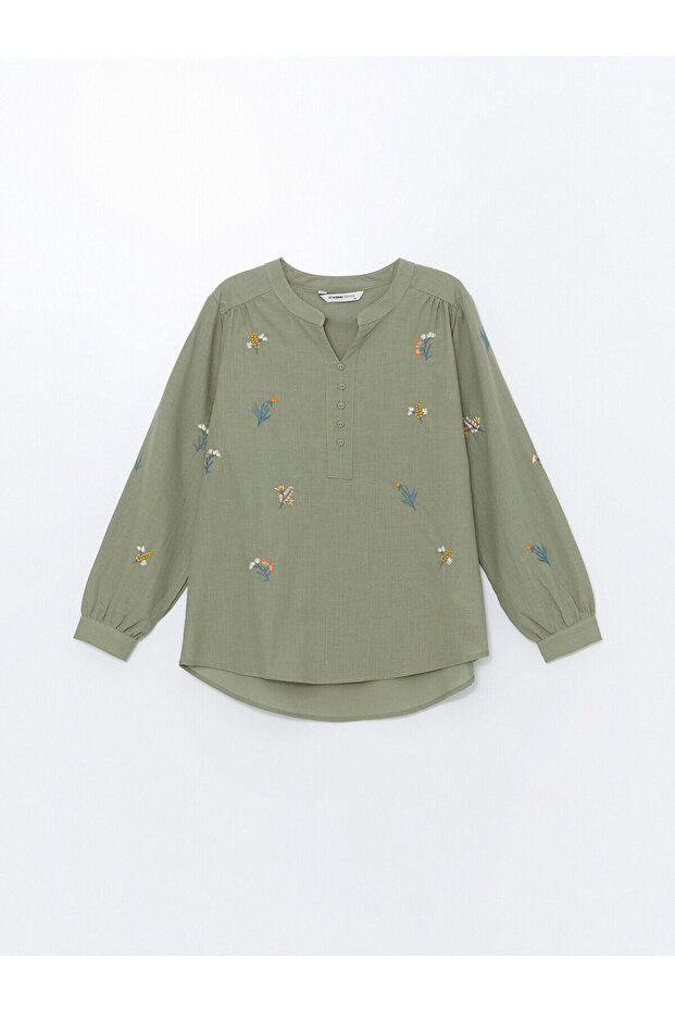 LCW Missed Collar Embroidered Long Sleeve Women's Blouse