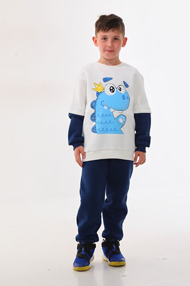 Boy's Navy Blue Indigo 3 Thread Winter Tracksuit Set