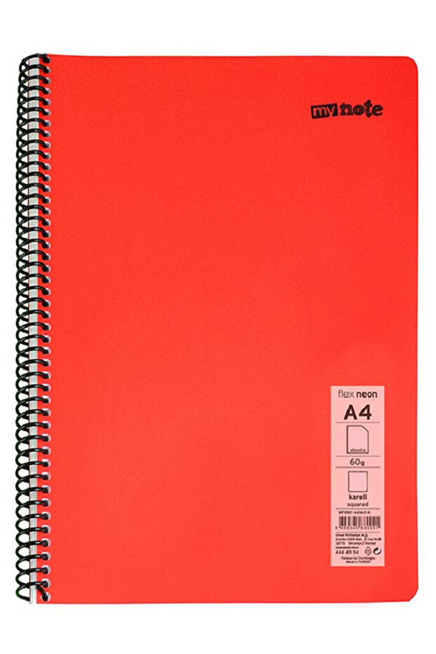 Defter Okul Defteri Spiralli Telli Pp Kapak A4 - 4 Adet Farklı Renklerde - 40 Sayfa Çizgili (4 ADET) - 6