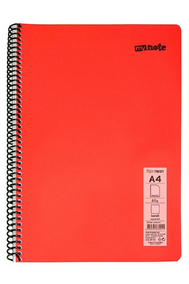 Defter Okul Defteri Spiralli Telli Pp Kapak A4 1 Adet Farklı Renklerde - 120 Sayfa Çizgili ( 1 ADET) - 6