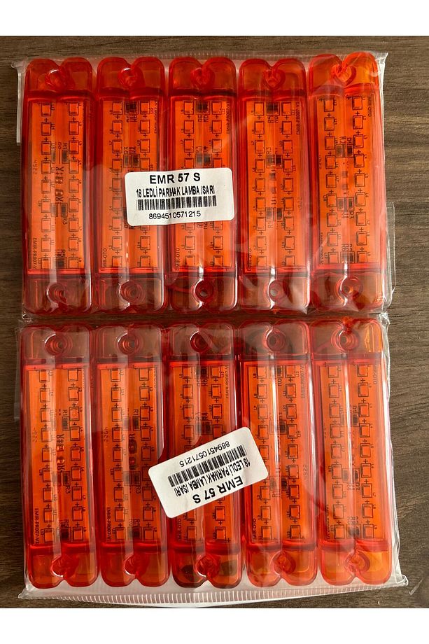 (10 Adet) Çift Sıra Parmak Led Sarı Renk 10cm 16 Led - 1