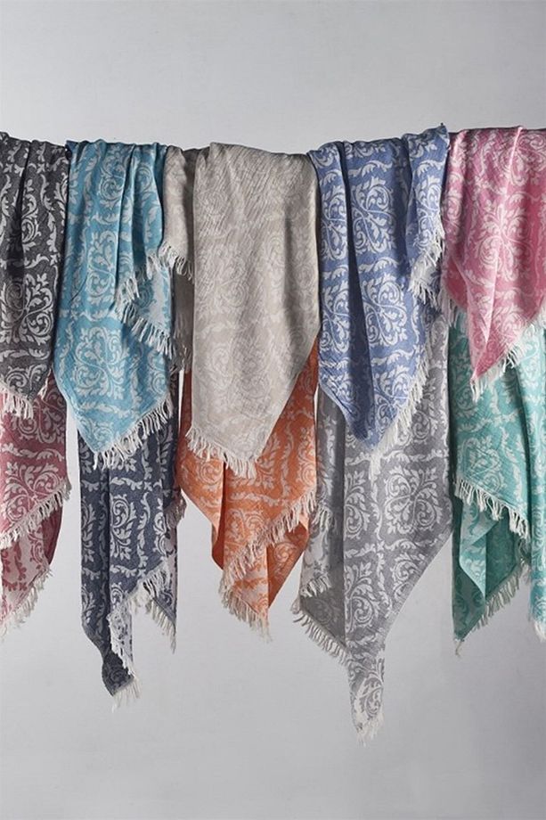 Pembe Barok Desenli Peştamal - 90x170 Cm - %100 Pamuk - Spa & Plaj - 6