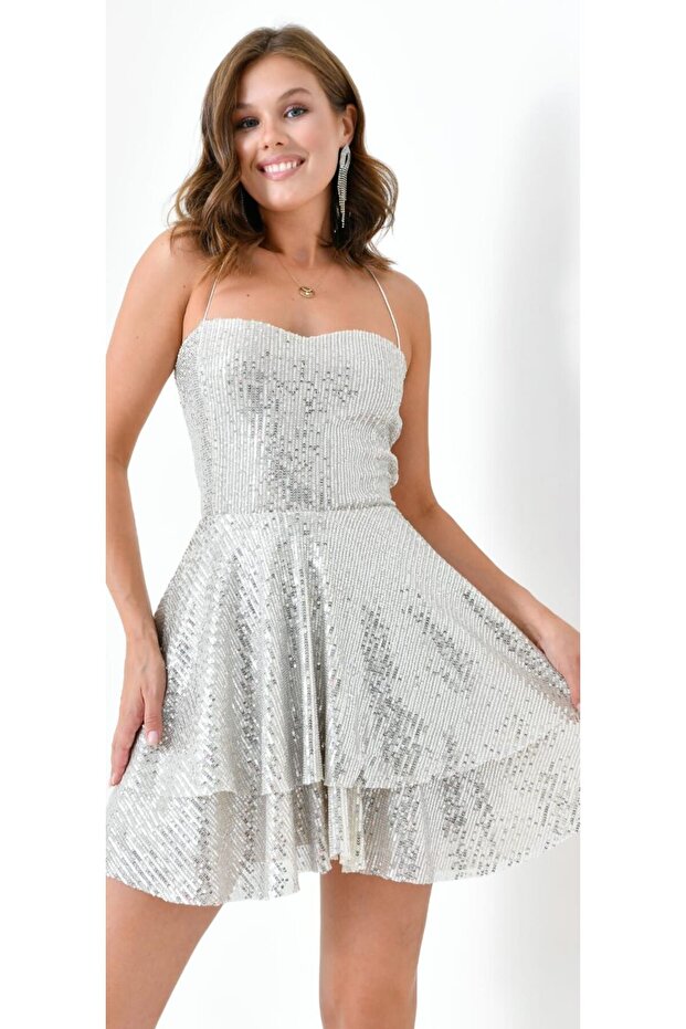 Efsane pulpayet prenses mini elbise - 8