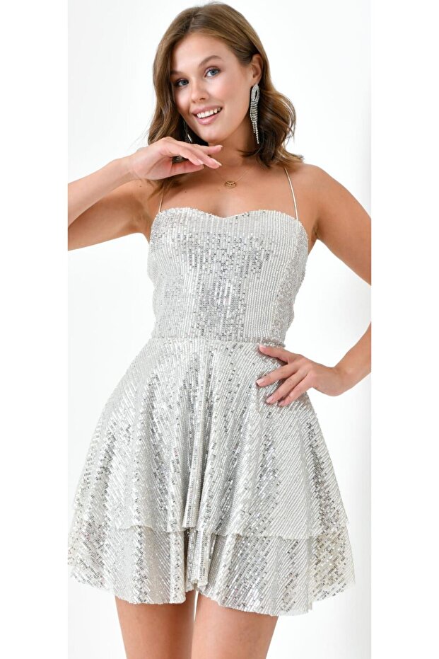 Efsane pulpayet prenses mini elbise - 6