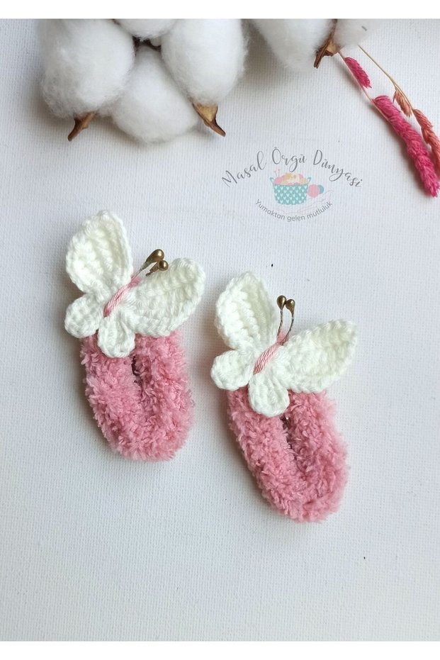 Pink Puff Butterfly Snap Niche Hair Accessory Hairpin (1 Pair)