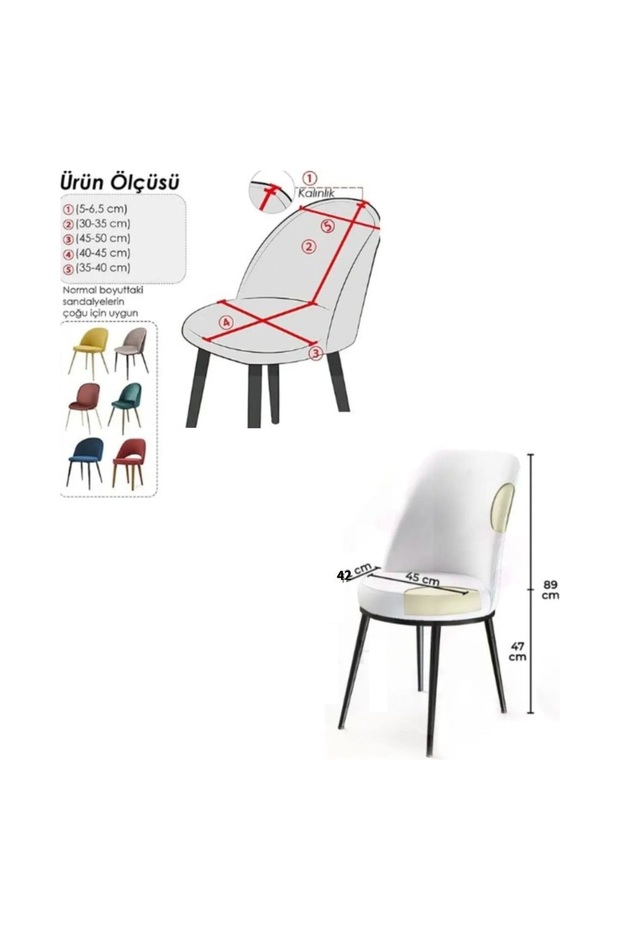 Jakarlı, Çubuk Desen Oval Sandalye Kılıfı, Yıkanabilir Sandalye Örtüsü - 8