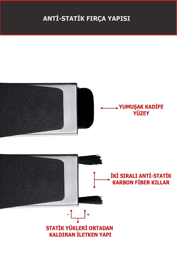 JYR-01 Çift Yönlü Plak Temizlik Fırçası - Kadife ve Anti-Statik Fiber Fırça Bir Arada - 4