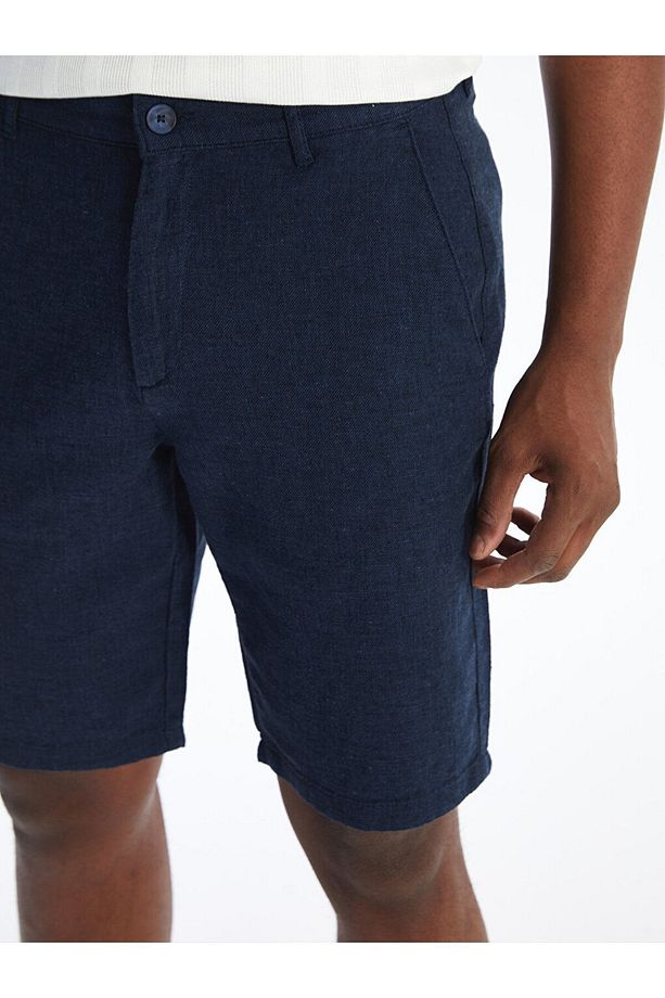 Slim Fit Keten Karışımlı Erkek Şort - 3