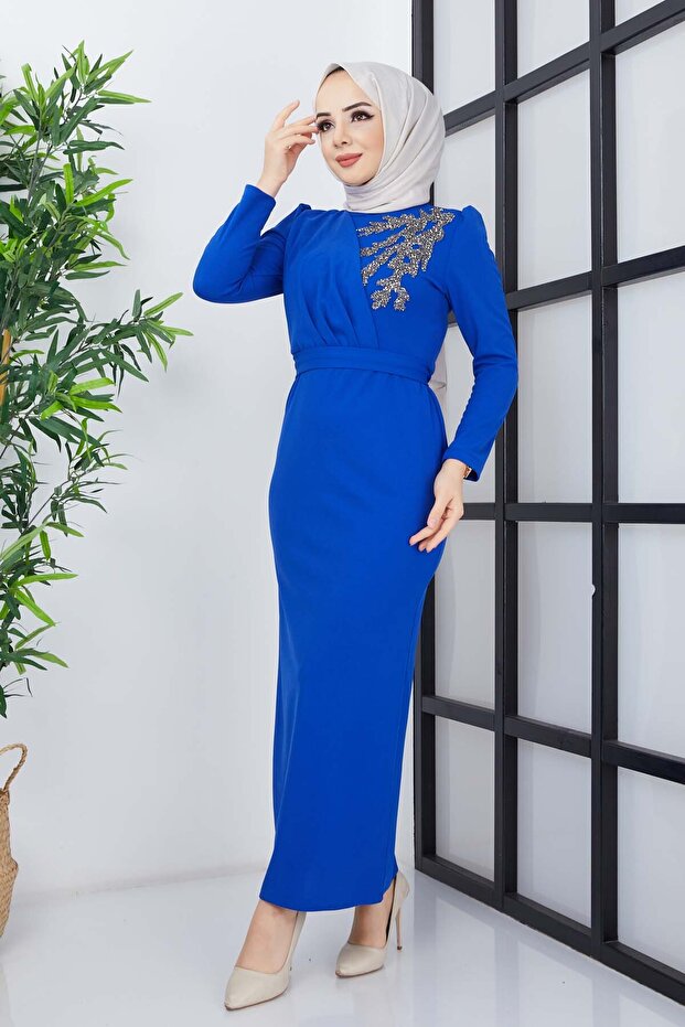 Orkide Abiye - Saks - 3