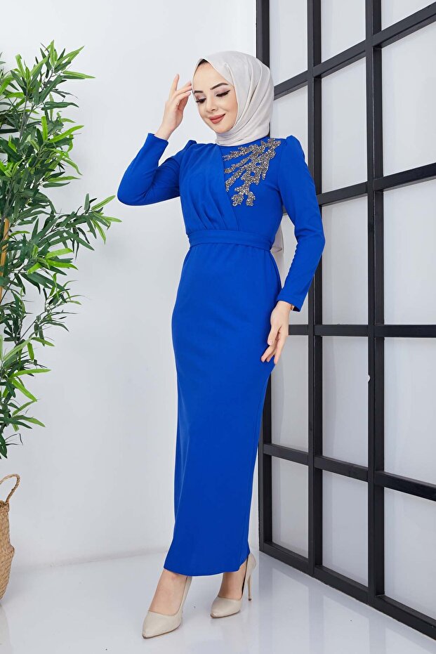 Orkide Abiye - Saks - 4