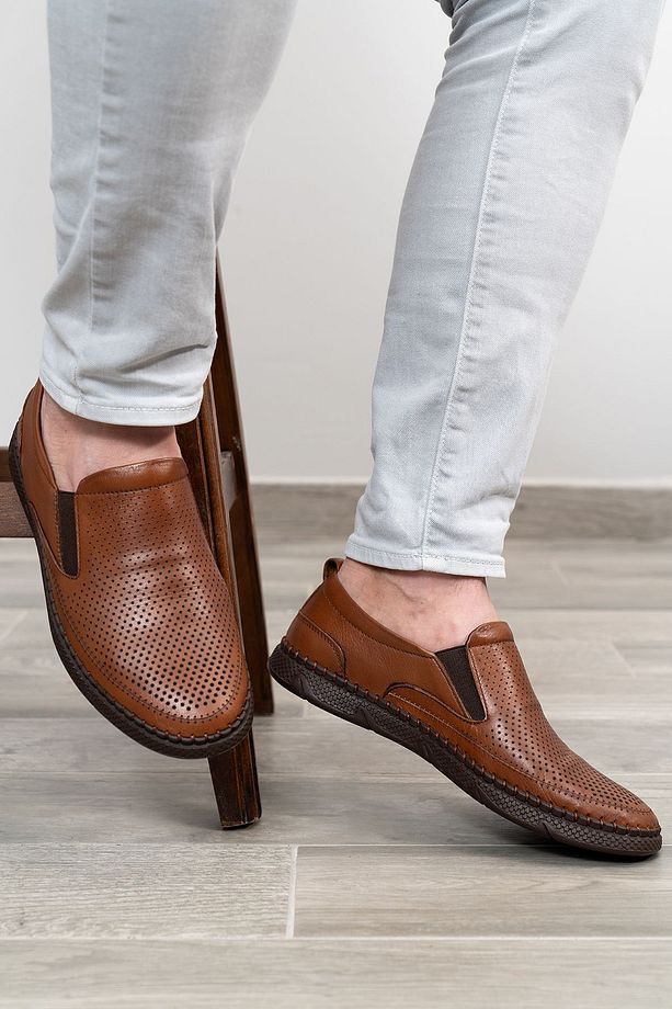 Erkek Hakiki Deri Ayakkabı, Günlük Ayakkabı, Yazlık Ayakkabı , Loafer Ayakkabı Taba Cilt - 2