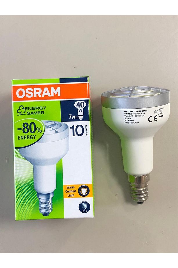5 ADET Osram R50 SPOT AMPUL -7w=40w Sarı 2500 Kelvin TASARRUFLU LAMBA - E14 İNCE DUYLU - 1