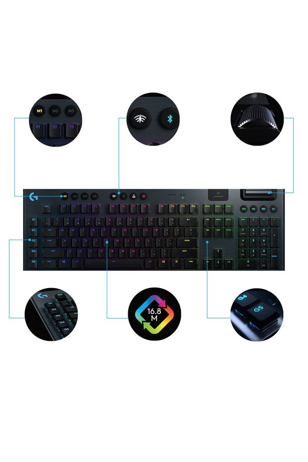 G915 Lightspeed Rgb Full Size Black English Q Wireless Gamer Keyboard - 6