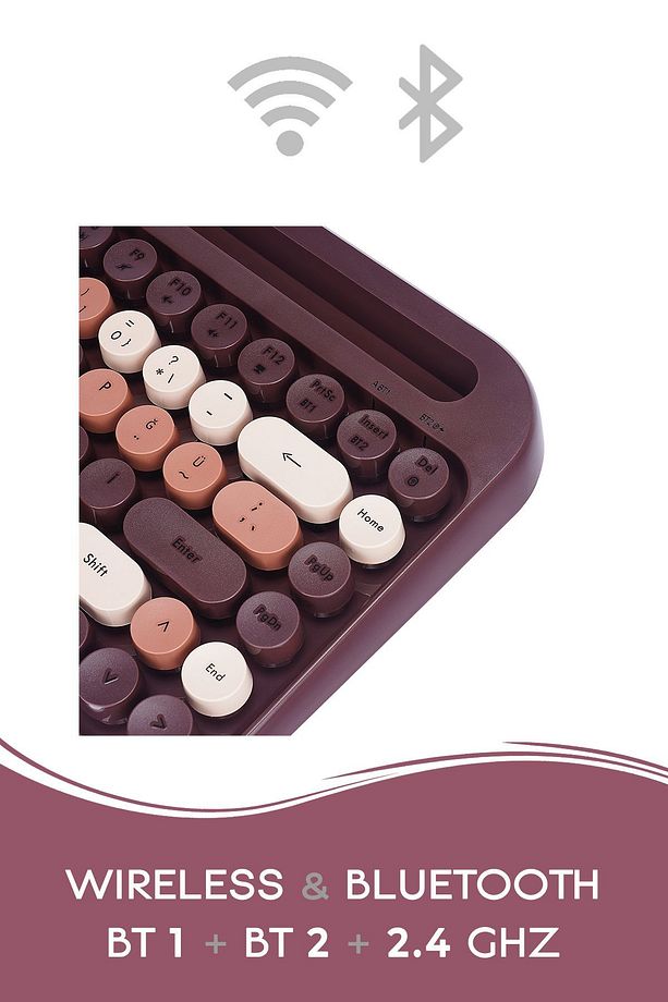 Kb-99 Mocha 2.4g+bt1+bt2 Mac Win Ios Android Çoklu Cihaz Bağlantılı Q Kablosuz Bluetooth Klavye - 5