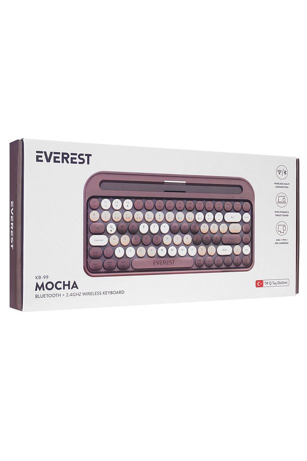Kb-99 Mocha 2.4g+bt1+bt2 Mac Win Ios Android Çoklu Cihaz Bağlantılı Q Kablosuz Bluetooth Klavye - 7