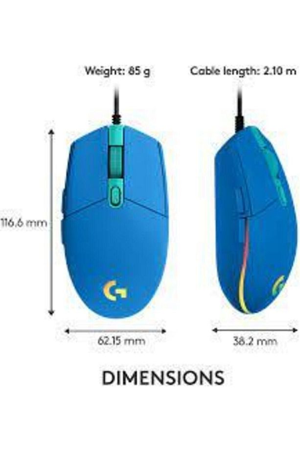 G203 Lightsync Kablolu Oyuncu Mouse Mavi - 4