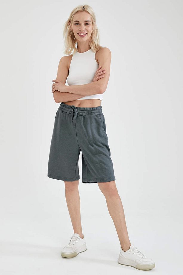 Comfort Label Bağcıklı Oversize Uzun Unisex Bermuda Şort - 3