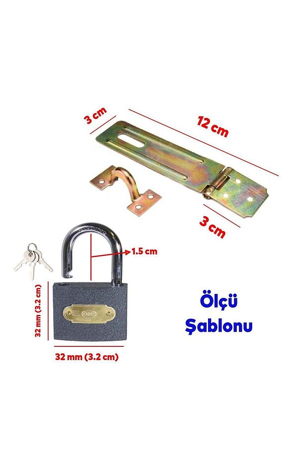 Sandık Kutu Askısı 30 Luk Menteşeli Kilit Aparatı Tosba Kilit 32 mm Asma Kilit 2'li Set - 2