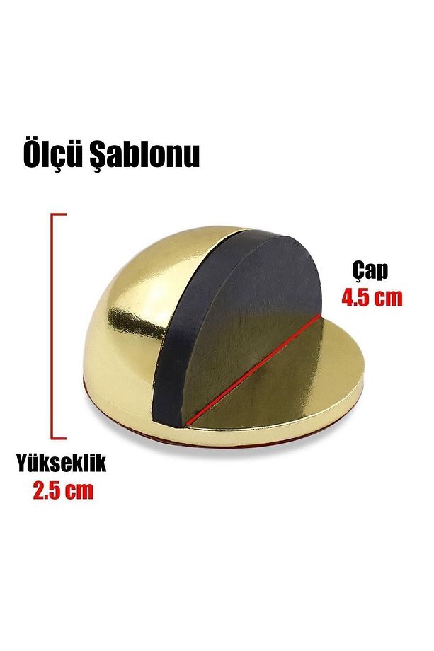 Yarımay Gold Altın Yapışkanlı Kapı Kolu Stoperi Tamponu Metal Kapı Stopu Durdurucu Tutucu Tutacağı - 6
