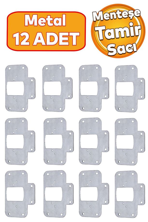 Menteşe Tamir Sacı Dolap Kapak Tas Taş Pratik Onarım Kiti 6,5x9 Cm Yuva Tablası Saç 12 Adet - 1