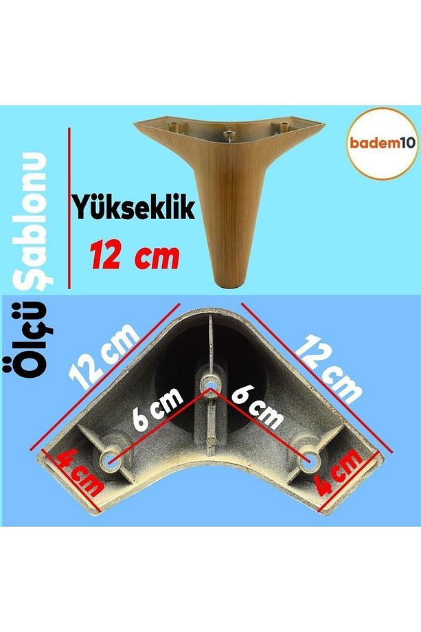 Aspen Lüks Mobilya Kanepe Koltuk Tv Ünitesi Baza Yükseltici Ayağı Ayakları 12 Cm Ahşap Desenli Ayak - 5