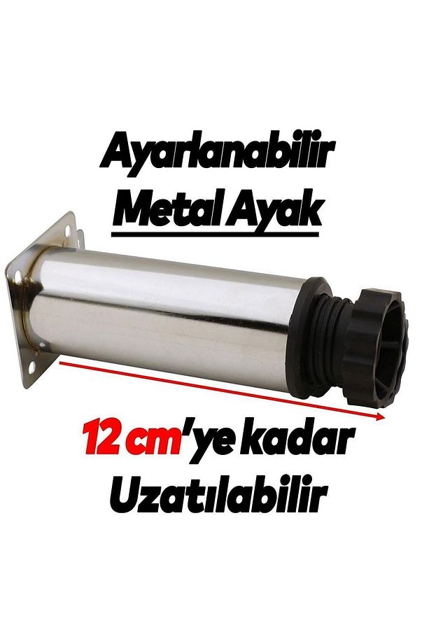 Dolap Ayarlanabilir Mobilya Kanepe Baza Koltuk Metal Destek Yükseltici Ayağı 10 Cm Krom (4 ADET) - 3