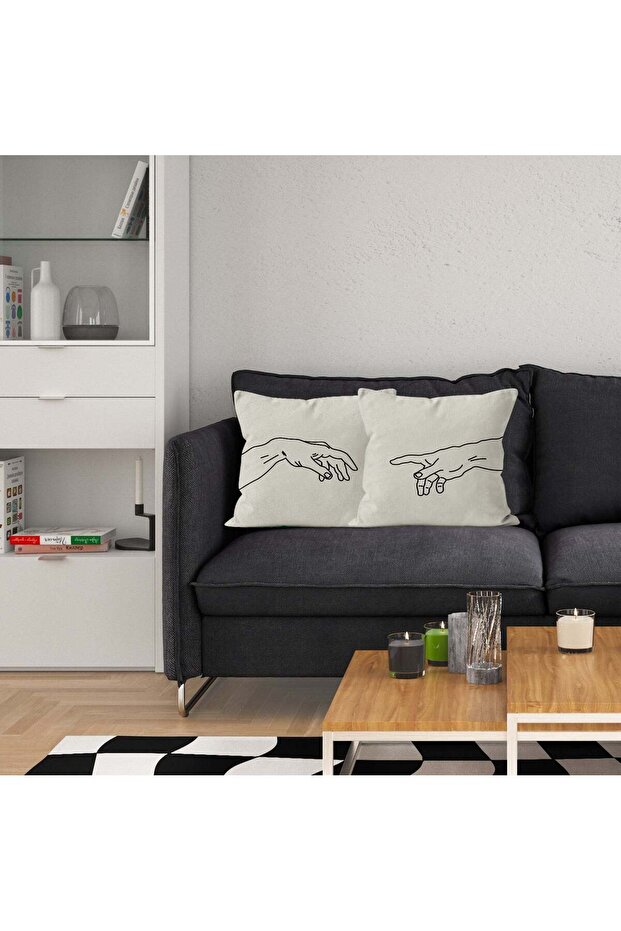 Hands / The Creation of Adam Çift Taraflı Kırlent Seti - 1