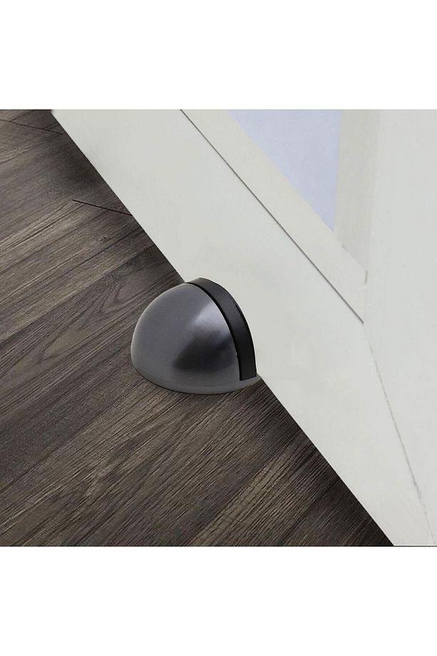 Yarımay Yapışkanlı Kapı Kolu Stoperi Tamponu Stop Metal Durdurucu Tutucu Tutacağı Satine Füme 5 Adet - 6