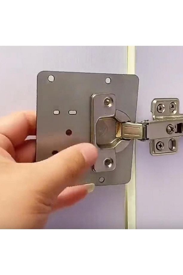 Menteşe Tamir Sacı Dolap Kapak Tas Taş Pratik Onarım Kiti 6,5x9 Cm Yuva Tablası Saç 12 Adet - 6