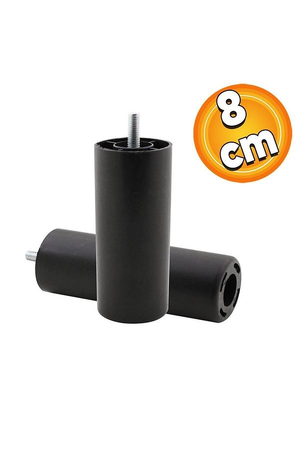 Mobilya Kanepe Koltuk Baza Yükseltici Yükseltme M8 Civatalı Vidalı Orta Destek Ayağı Ayak Siyah 8cm - 3