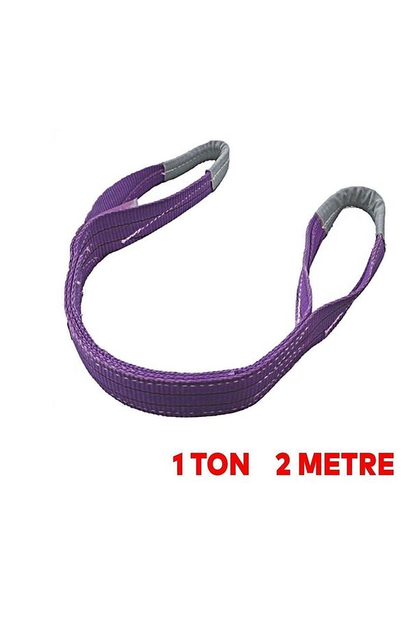 Sapan Polyester Spanzet 1 Ton 2 Metre Mor Sağlam Yük Kaldırma Taşıma İndirme Halat - 2