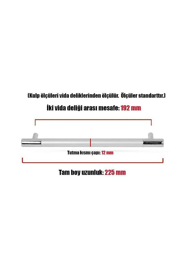 Hitit Dolap Dolabı Kapak Kulpu Kulpları Kulbu (192 MM-19.2 CM) Mat Krom Kulp Mobilya Mutfak Çekmece - 4