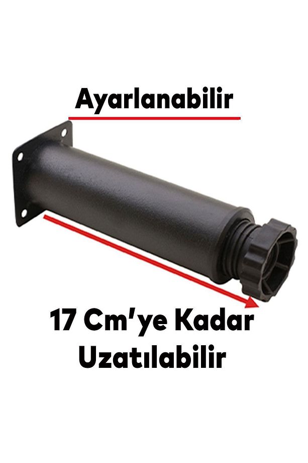 Ayarlanabilir Mobilya Kanepe Baza Koltuk Metal Yükseltici Destek Ayağı 15 Cm Siyah Ayakları 4 Adet - 3