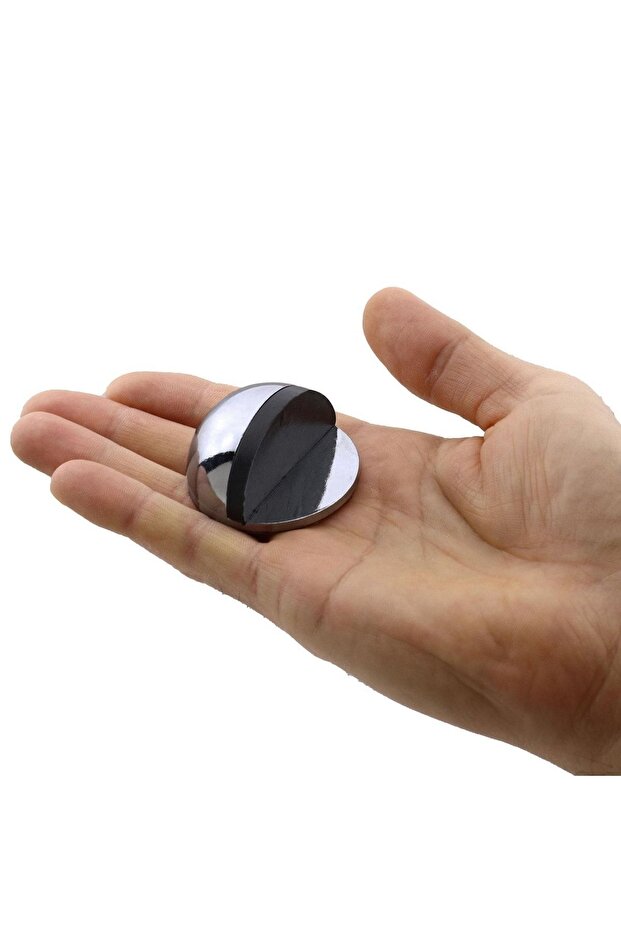 Yarımay Yapışkanlı Kapı Kolu Stoperi Tamponu Metal Kapı Stopu Durdurucu Tutucu Tutacağı Füme - 6