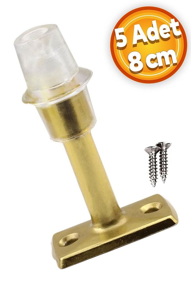 Kapı Kolu Stoperi Tamponu Durdurucusu Tutucu Tutacağı Plastik Gold Altın Stopu Silikonlu 8 Cm 5 Adet - 1